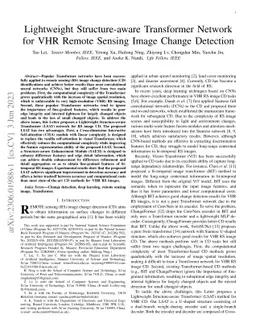 Lightweight Structure-aware Transformer Network for VHR Remote Sensing
  Image Change Detection