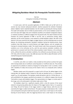 Mitigating Backdoor Attack Via Prerequisite Transformation
