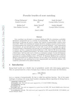 Provable benefits of score matching