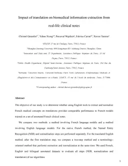 Impact of translation on biomedical information extraction from
  real-life clinical notes