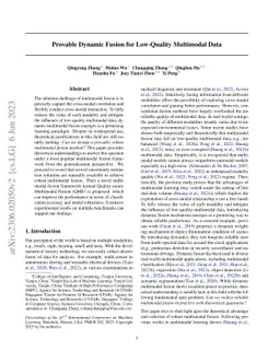Provable Dynamic Fusion for Low-Quality Multimodal Data