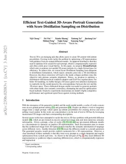 Efficient Text-Guided 3D-Aware Portrait Generation with Score
  Distillation Sampling on Distribution