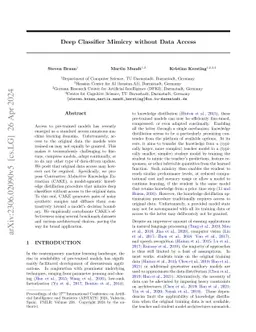 Deep Classifier Mimicry without Data Access