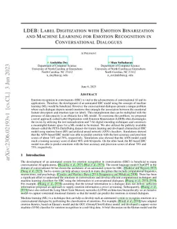 LDEB -- Label Digitization with Emotion Binarization and Machine
  Learning for Emotion Recognition in Conversational Dialogues