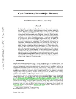 Cycle Consistency Driven Object Discovery