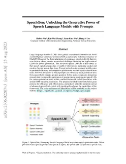 SpeechGen: Unlocking the Generative Power of Speech Language Models with
  Prompts
