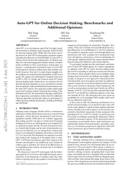 Auto-GPT for Online Decision Making: Benchmarks and Additional Opinions