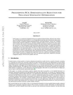 Prescriptive PCA: Dimensionality Reduction for Two-stage Stochastic
  Optimization