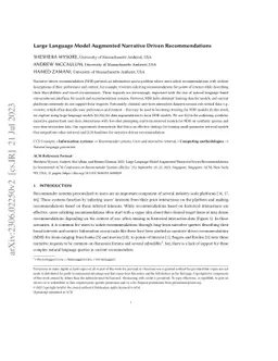 Large Language Model Augmented Narrative Driven Recommendations