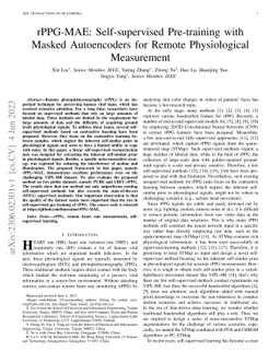rPPG-MAE: Self-supervised Pre-training with Masked Autoencoders for
  Remote Physiological Measurement