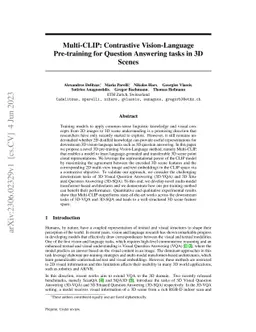 Multi-CLIP: Contrastive Vision-Language Pre-training for Question
  Answering tasks in 3D Scenes