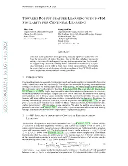 Towards Robust Feature Learning with t-vFM Similarity for Continual
  Learning