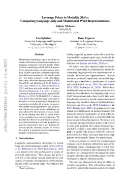 Leverage Points in Modality Shifts: Comparing Language-only and
  Multimodal Word Representations