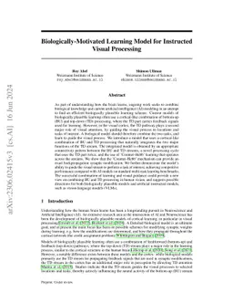 Biologically-Motivated Learning Model for Instructed Visual Processing