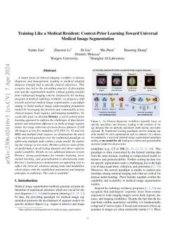 Training Like a Medical Resident: Context-Prior Learning Toward
  Universal Medical Image Segmentation