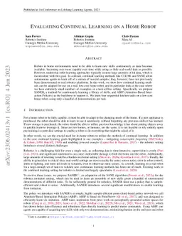 Evaluating Continual Learning on a Home Robot