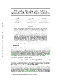 A Generalized Alternating Method for Bilevel Learning under the
  Polyak-Łojasiewicz Condition