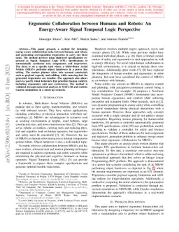 Ergonomic Collaboration between Humans and Robots: An Energy-Aware
  Signal Temporal Logic Perspective