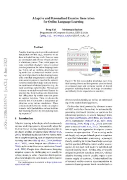 Adaptive and Personalized Exercise Generation for Online Language
  Learning