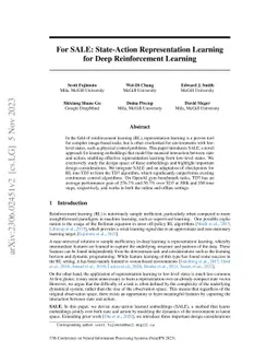 For SALE: State-Action Representation Learning for Deep Reinforcement
  Learning
