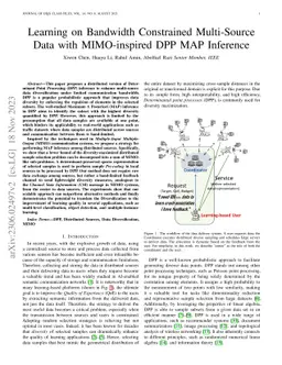 Learning on Bandwidth Constrained Multi-Source Data with MIMO-inspired
  DPP MAP Inference