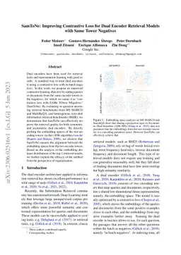 SamToNe: Improving Contrastive Loss for Dual Encoder Retrieval Models
  with Same Tower Negatives