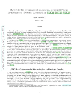 Barriers for the performance of graph neural networks (GNN) in discrete
  random structures. A comment
  on~\cite{schuetz2022combinatorial},\cite{angelini2023modern},\cite{schuetz2023reply}