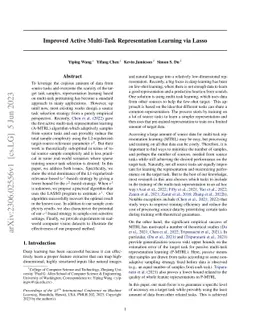 Improved Active Multi-Task Representation Learning via Lasso