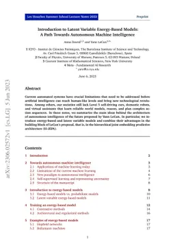 Introduction to Latent Variable Energy-Based Models: A Path Towards
  Autonomous Machine Intelligence