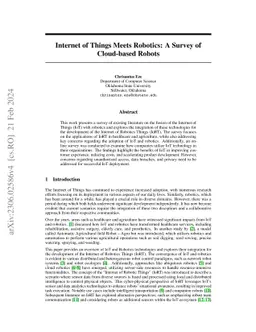 Internet of Things Meets Robotics: A Survey of Cloud-based Robots
