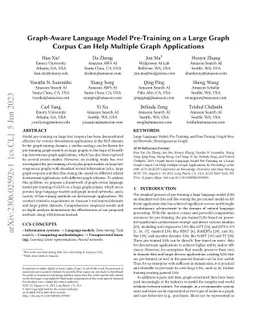 Graph-Aware Language Model Pre-Training on a Large Graph Corpus Can Help
  Multiple Graph Applications