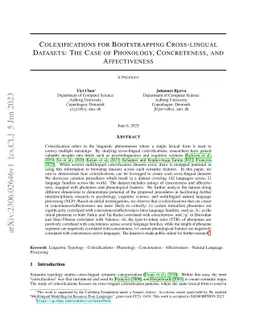 Colexifications for Bootstrapping Cross-lingual Datasets: The Case of
  Phonology, Concreteness, and Affectiveness