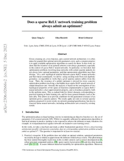 Does a sparse ReLU network training problem always admit an optimum?