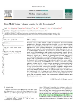 Cross-Modal Vertical Federated Learning for MRI Reconstruction