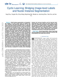 Cyclic Learning: Bridging Image-level Labels and Nuclei Instance
  Segmentation