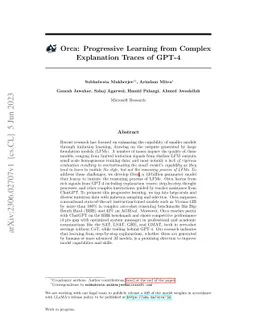 Orca: Progressive Learning from Complex Explanation Traces of GPT-4