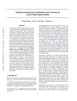 Tackling Non-Stationarity in Reinforcement Learning via Causal-Origin
  Representation
