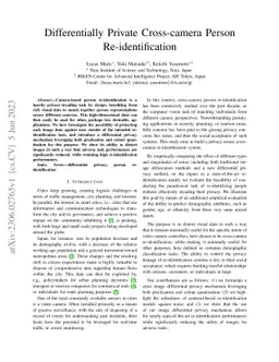 Differentially Private Cross-camera Person Re-identification
