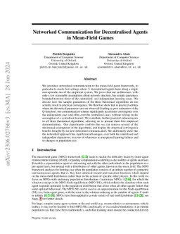 Networked Communication for Decentralised Agents in Mean-Field Games