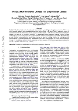 MCTS: A Multi-Reference Chinese Text Simplification Dataset