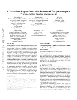 A Data-driven Region Generation Framework for Spatiotemporal
  Transportation Service Management