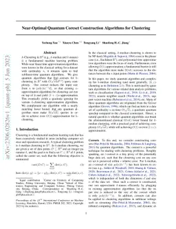 Near-Optimal Quantum Coreset Construction Algorithms for Clustering