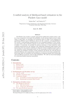 A unified analysis of likelihood-based estimators in the Plackett--Luce
  model