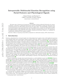 Interpretable Multimodal Emotion Recognition using Facial Features and
  Physiological Signals