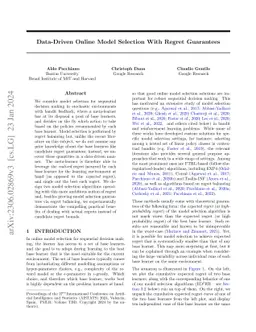 Data-Driven Online Model Selection With Regret Guarantees