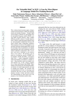 On "Scientific Debt" in NLP: A Case for More Rigour in Language Model
  Pre-Training Research