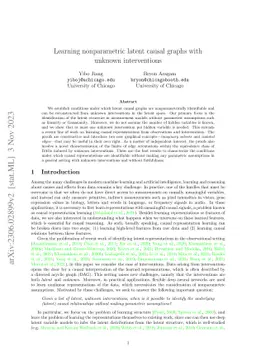 Learning nonparametric latent causal graphs with unknown interventions