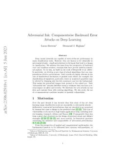 Adversarial Ink: Componentwise Backward Error Attacks on Deep Learning