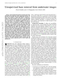 Unsupervised haze removal from underwater images