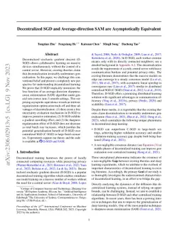 Decentralized SGD and Average-direction SAM are Asymptotically
  Equivalent